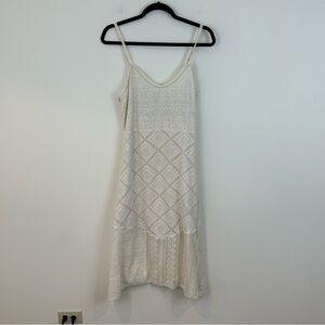 Sundance Cream Lace Crochet Slip Dress Midi Length Bohemian Size Medium